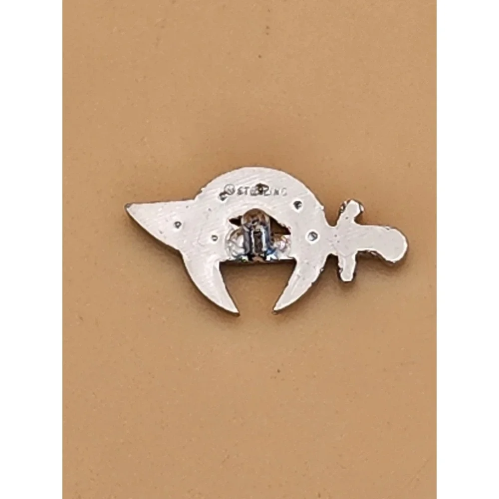 Vtg 925 Sterling Silver Crystal Masonic‎ Shriners Lapel Pin Tie Tack Hat Pin